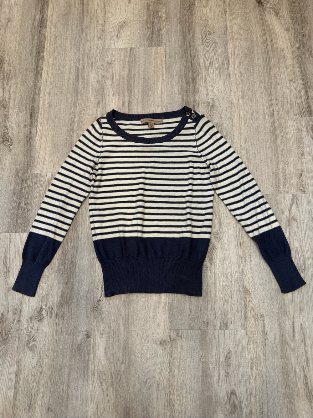 Nine West Vintage America Jeans Small Navy Cream Striped Cotton Sweater